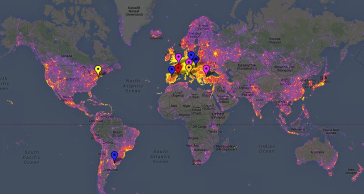 Foto, Städer, Karta, Världen, Google